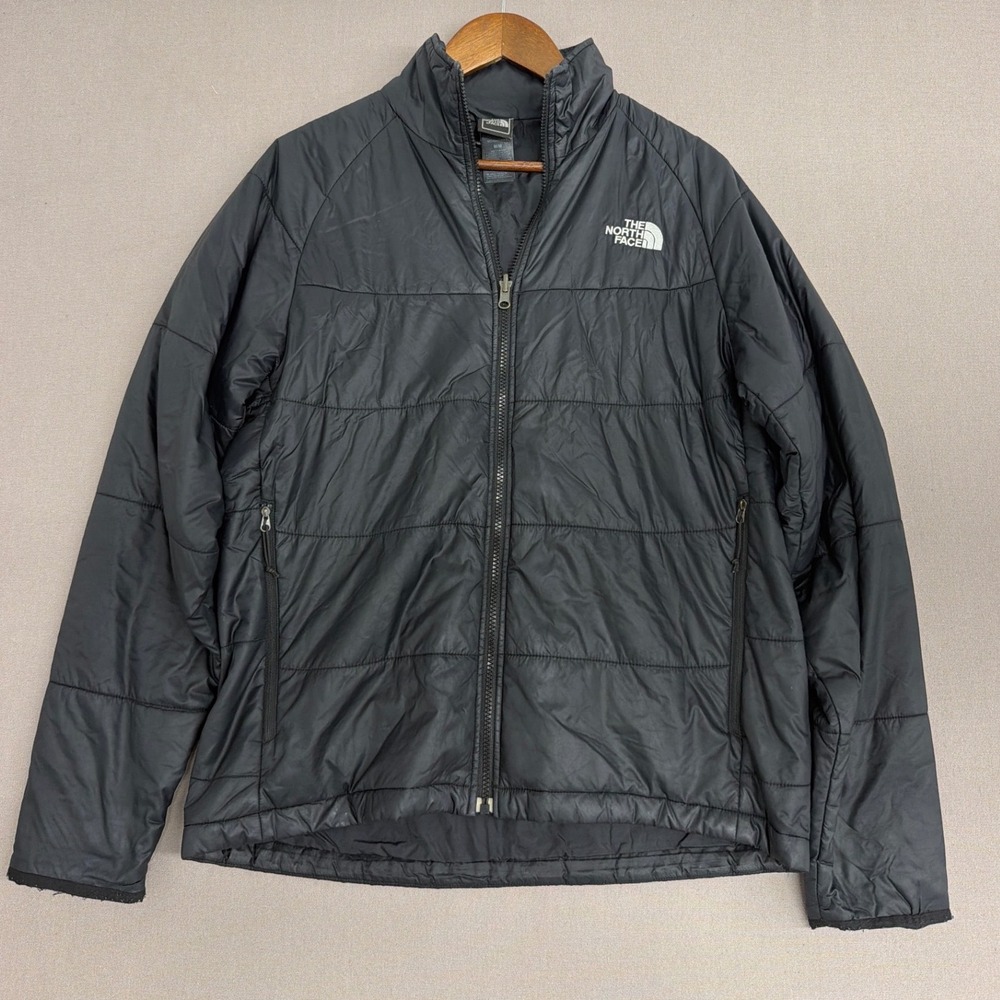 The North Face Mens Black Quilted Puffer Jacket Full Zip Mock Neck Size M
